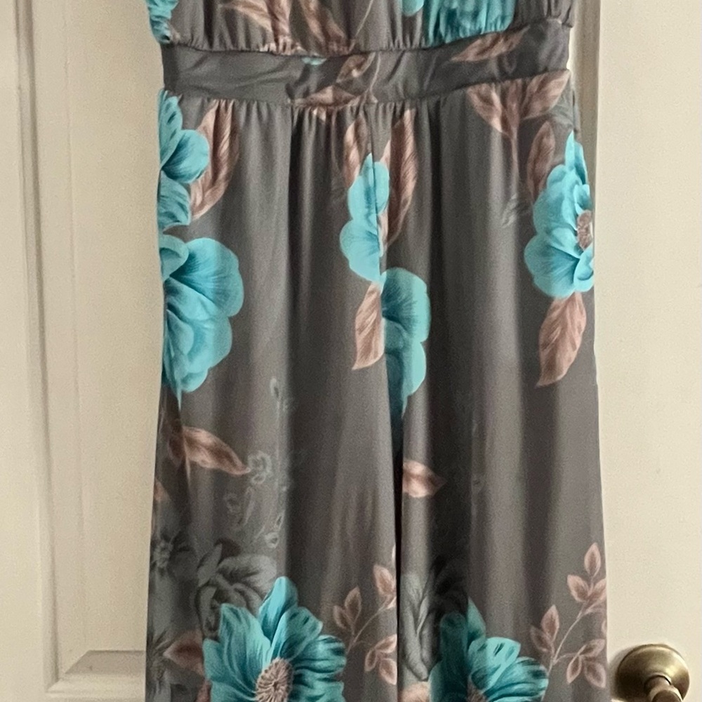 G by Giuliana Striped Jumpsuit in Gray and Teal